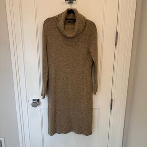 Lauren Ralph Lauren Brown Cowl Neck Long Sleeve Wool Blend Sweater Dress
